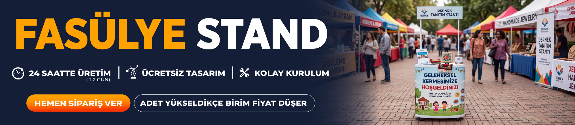 Fasülye Stand — baskılı ve baskısız portatif tanıtım standı